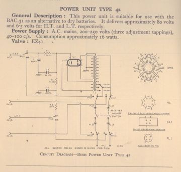 Bush Power Unit 42 schematic circuit diagram